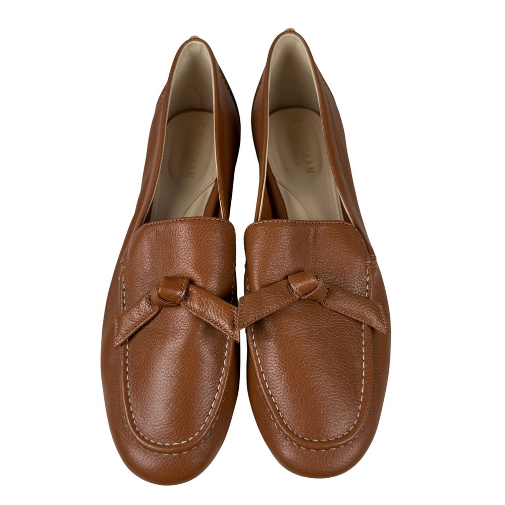 Cole Haan Womens 7 Caddie Bow Loafers Brown Leather GrandSeries W18162 Classic